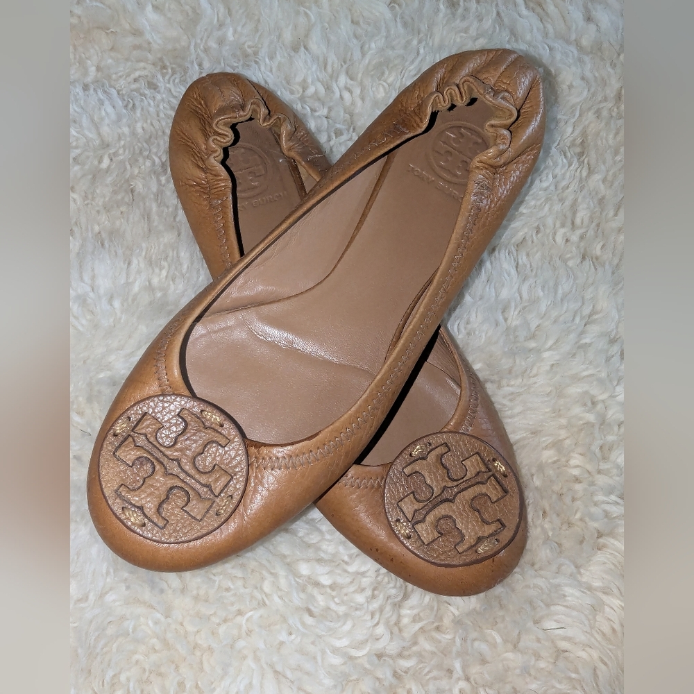 Tory Burch Tan Leather Ballet Flats